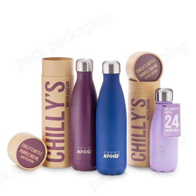 Recyclable Round Water Bottle Packaging Kraft Paper Cylindrical Tube Boxes
