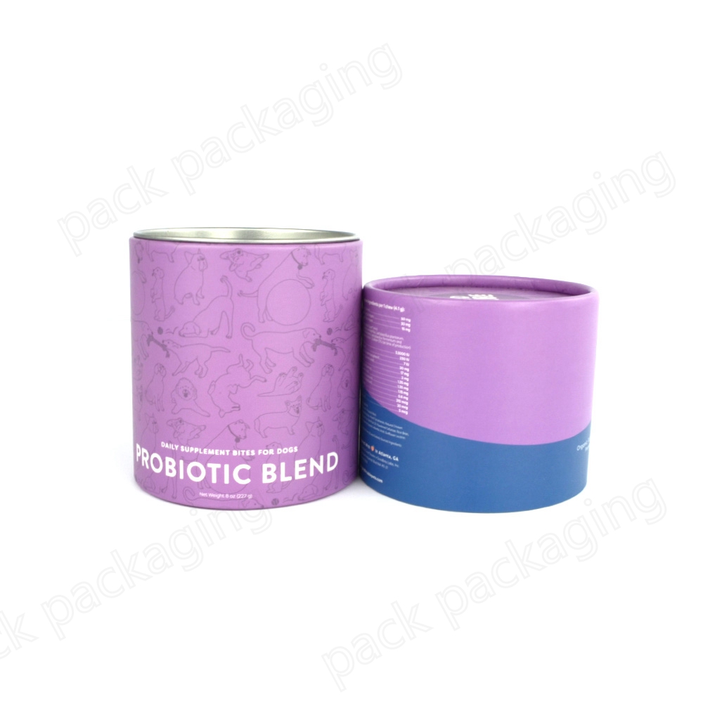 Hot Selling Eco Friendly Pet Food Blend Powder Packaging Food Grade Paper Tube With Metal Lid
