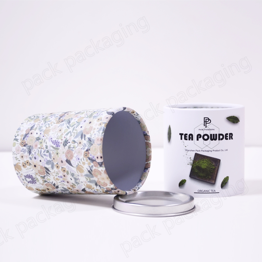 Custom Paper  Loose Tea Coffee Round Box Cardboard Canister Cylinder Packaging