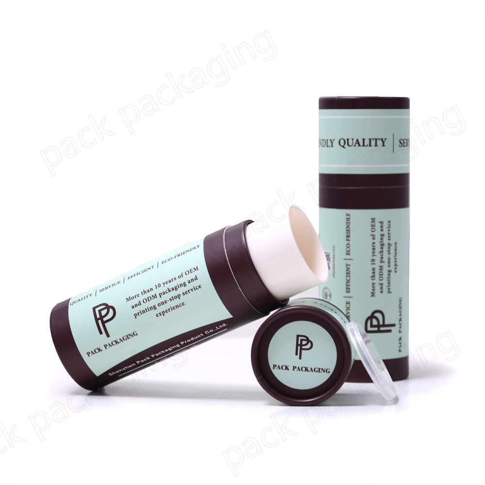 Recyclable 50g solid perfume deodorant stick container twist up paper tube with plastic system roll on tube packaging