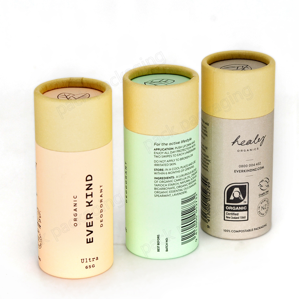 Eco-friendly 2oz Craft Paper Custom Design Deodorant Push Up Paper Tube