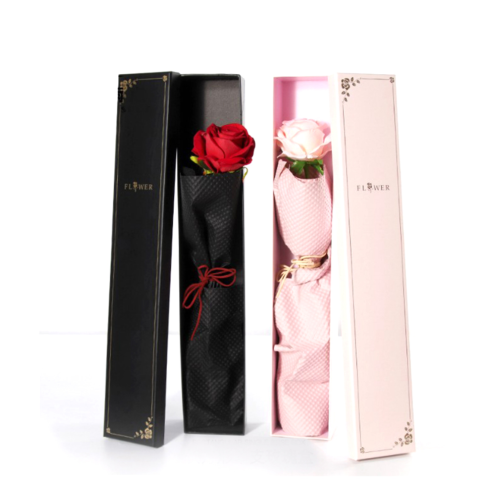 Customized Printed Single Rose Flower Packaging Boxes Valentine's Day Gift Box With Clear PVC Window