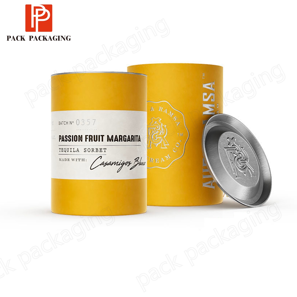 Customized Eco-friendly Ice Cream Packaging Paper Tube With Metal Lid