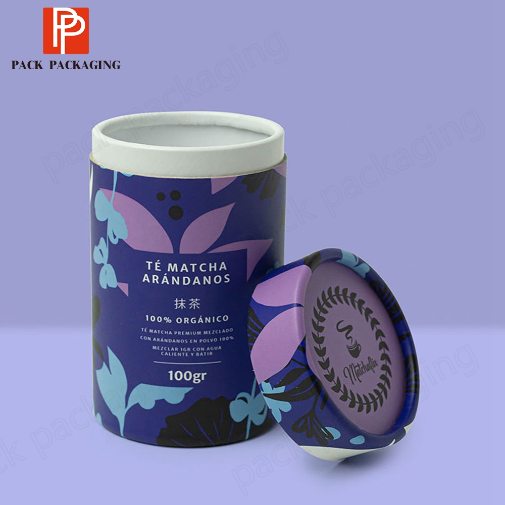 Biodegradable Custom Food Grade Recycled Cardboard Cylinder Matcha Powder Packaging Tube