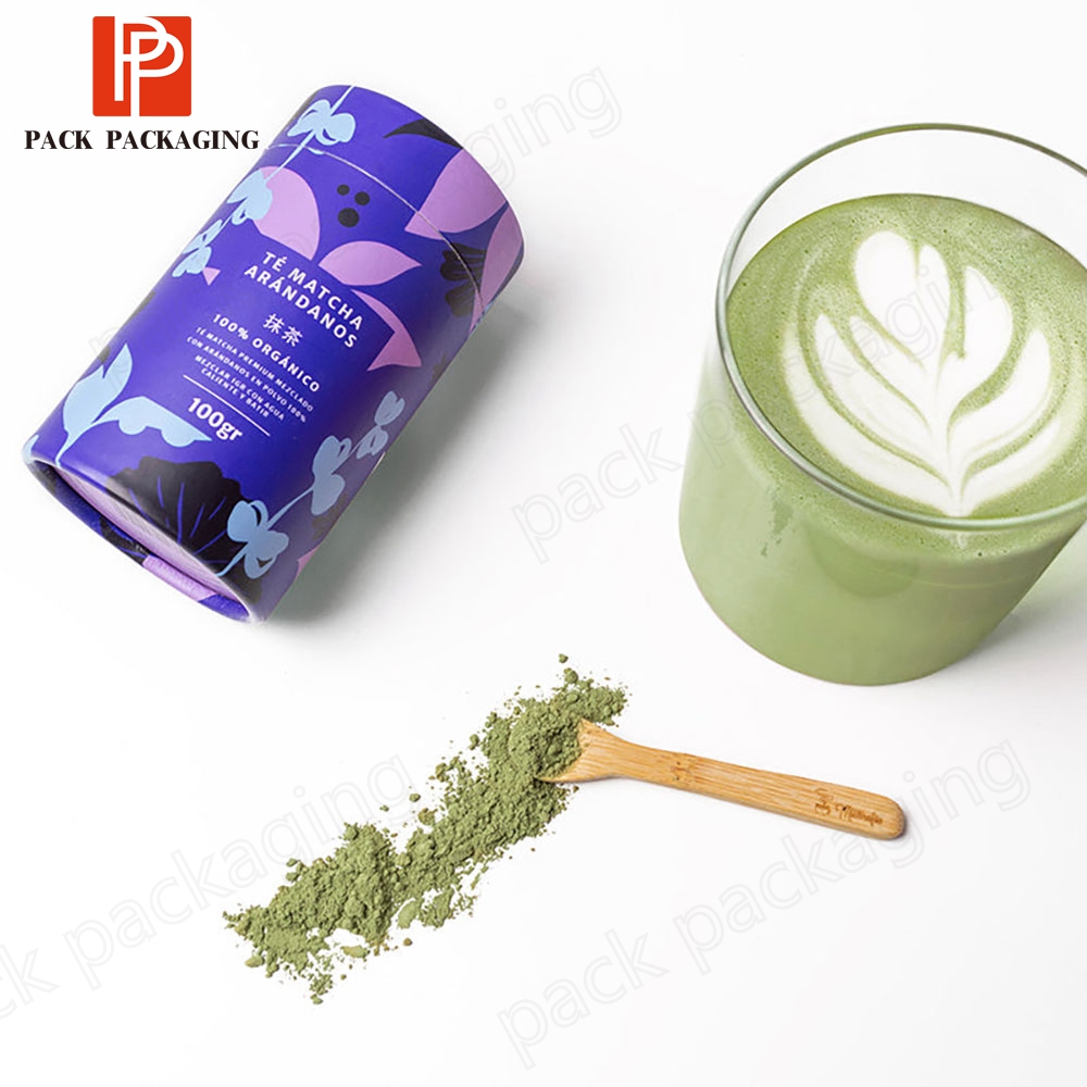 Biodegradable Custom Food Grade Recycled Cardboard Cylinder Matcha Powder Packaging Tube