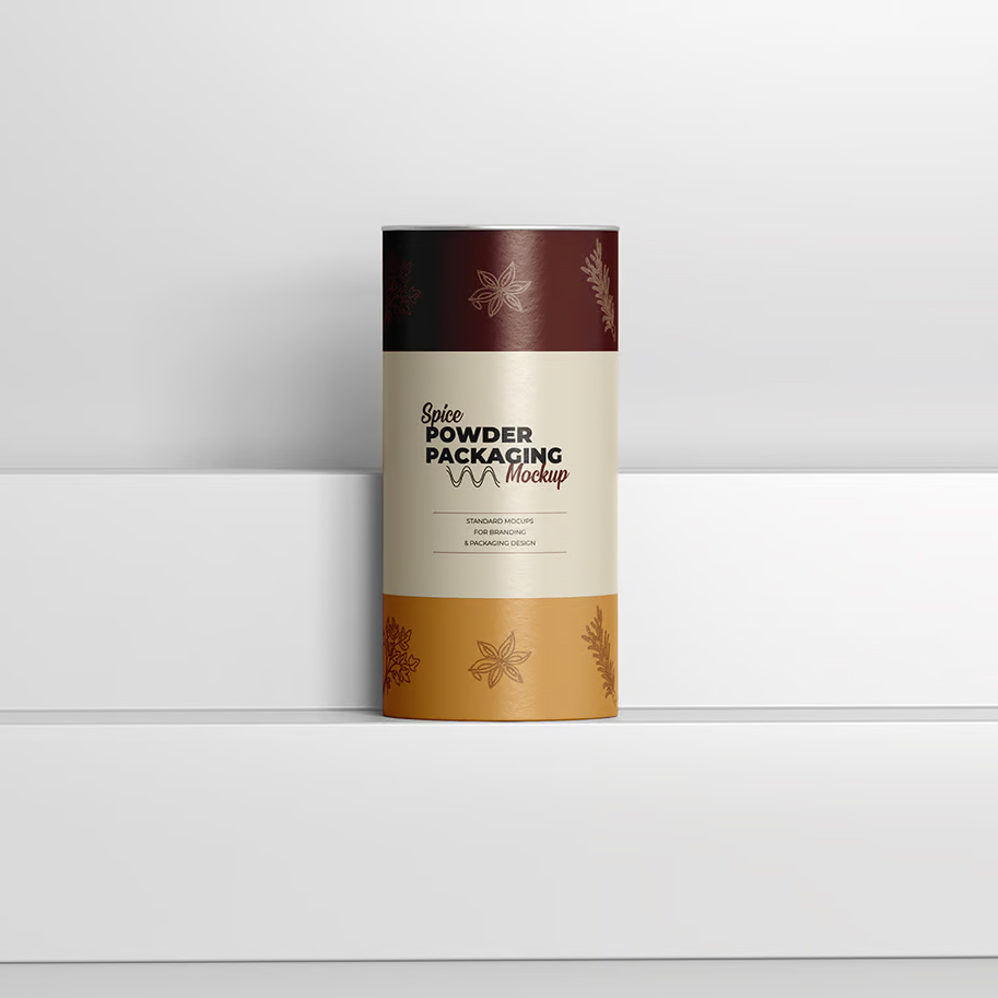 Sustainable Food Grade Empty Packaging Box Container Round Spice Paper Tube With Metal Lid