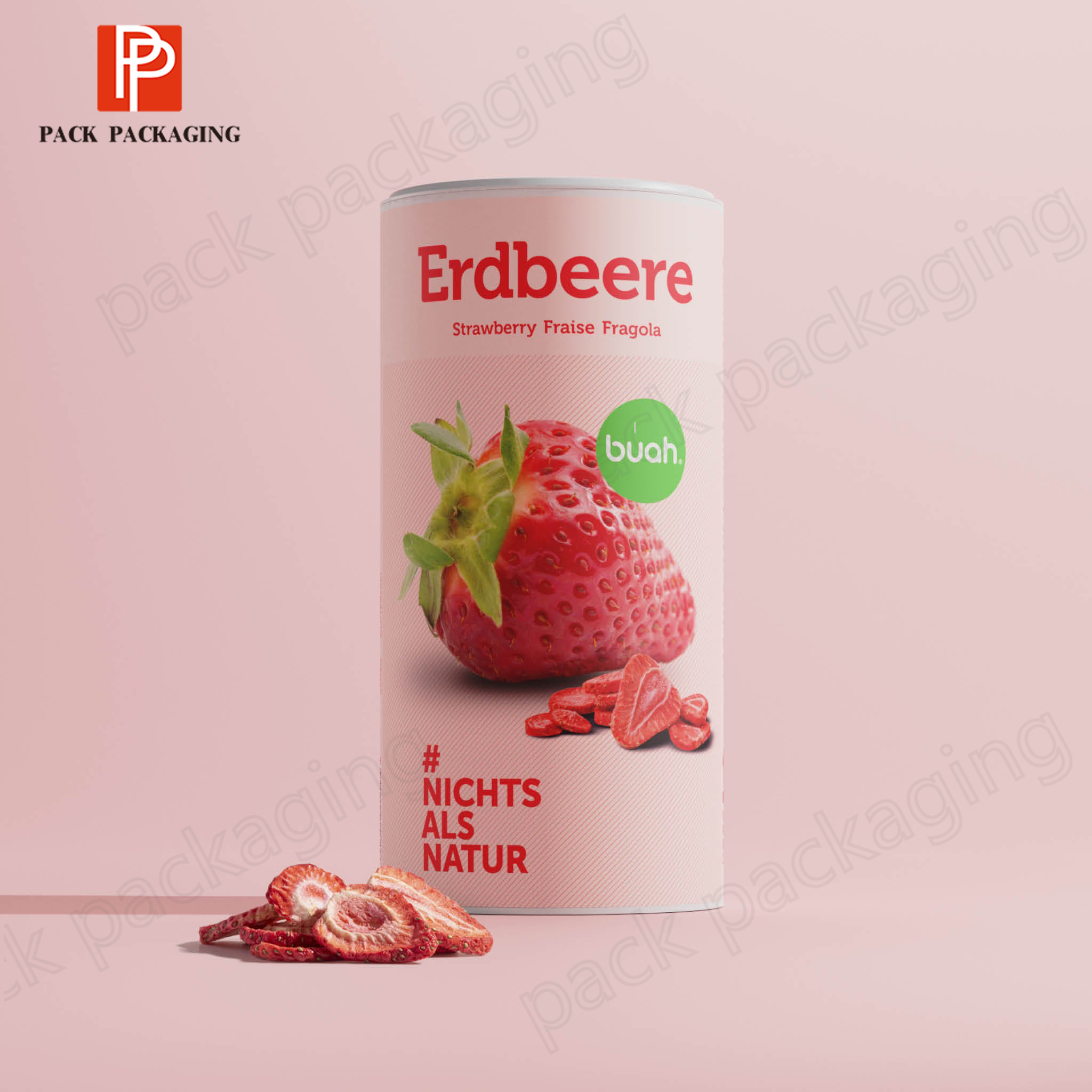 Custom Food Grade Empty Packaging Box Container Round cylinder Freeze Dried Fruits Paper Tube